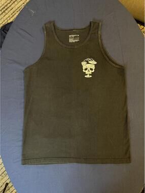 Retrofit Black Cotton Skull Graphic Tank Top Medium